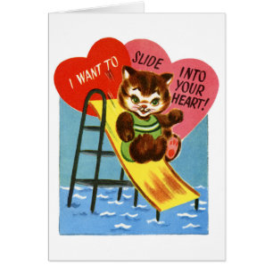 Valentine Cat Water Slide Cards