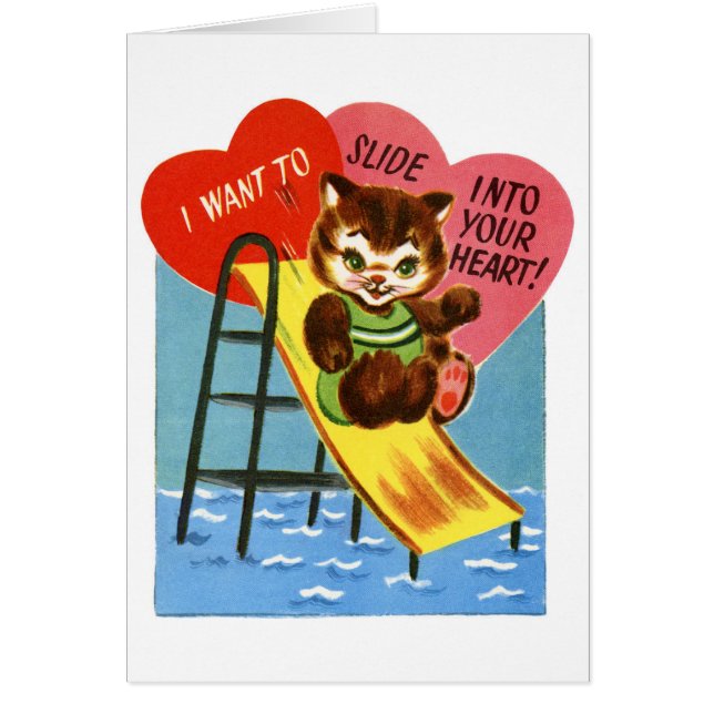 Valentine Cat Water Slide Cards (Front)