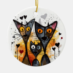 Valentine Cats and Hearts Ornament