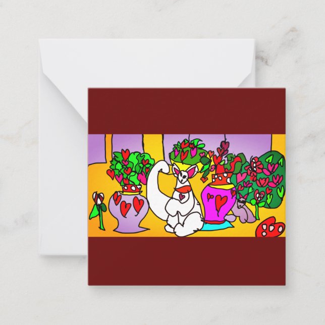 Valentine Cats playing  Mug Wooden Box Sign Magnet Note Card (Front)