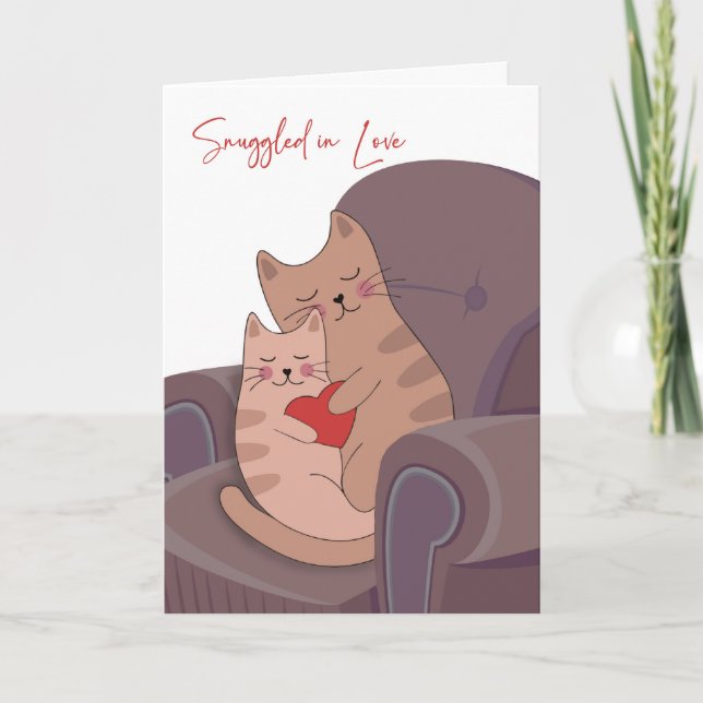 Valentine Cats Snuggled in Love  Card (Front)