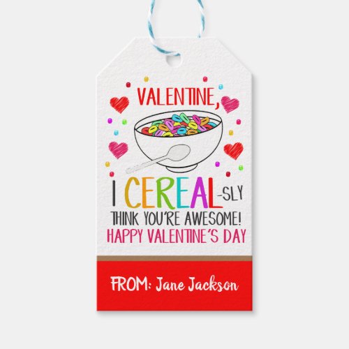 Valentine Cereal Gift Tag
