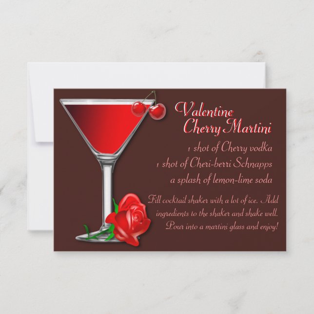 Valentine Cherry Martini Recipe Invitation (Front)