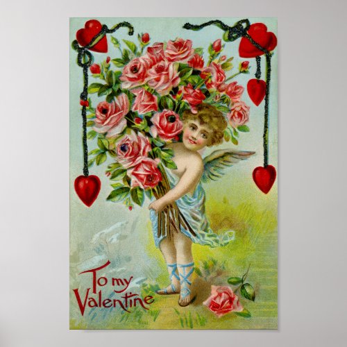 Valentine Cherub Antique Poster