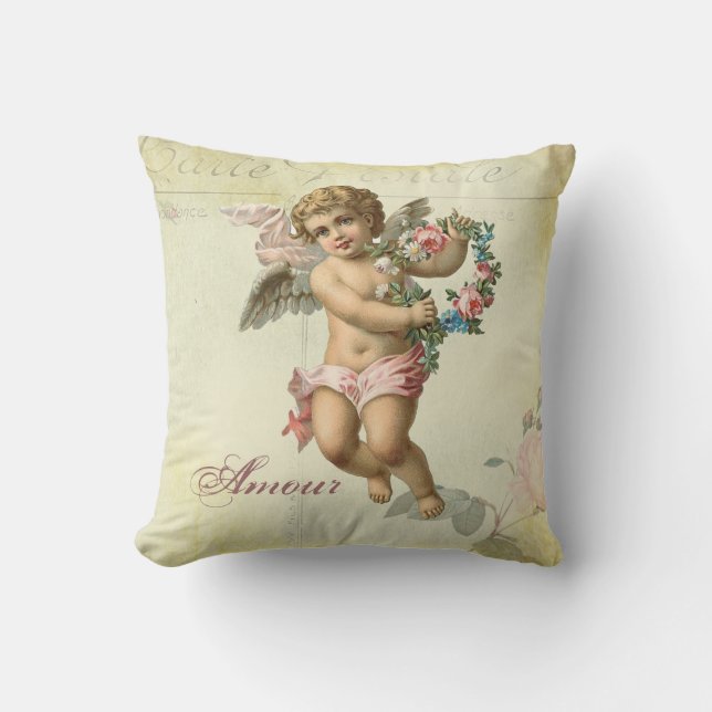 Valentine Cherub Throw Pillow (Front)