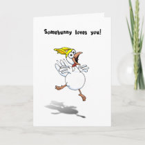 Valentine Chicken with Bunny Hat! Holiday Card