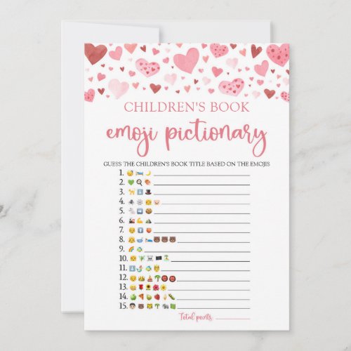 Valentine Childrens Book Emoji Pictionary Game Invitation