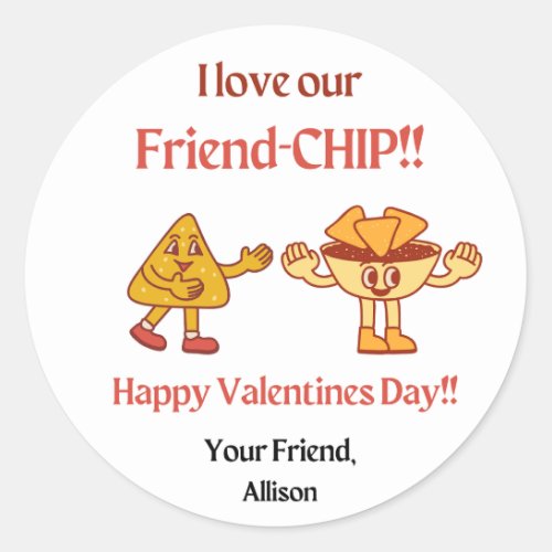 Valentine Chip Sticker for Classroom Party