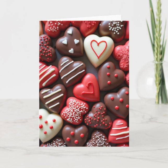 Valentine Chocolate Hearts Card (Front)