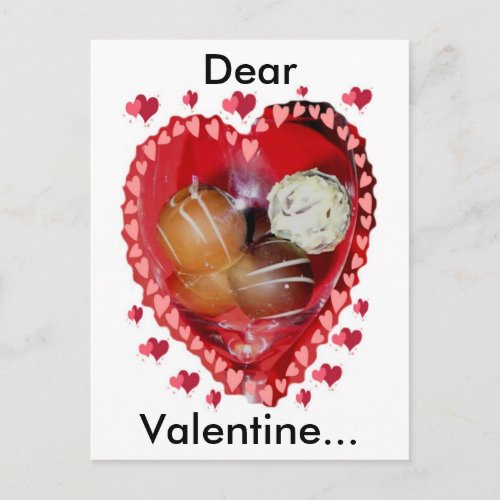 Valentine Chocolate in Glass with Heart Holiday Postcard