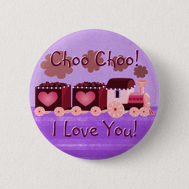 Valentine Choo Choo Train Button (Front)