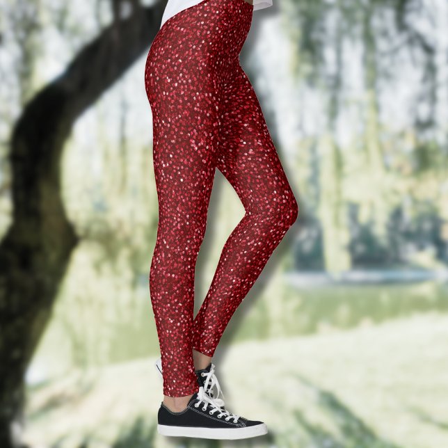 Valentine Classic Trendy Red Glitter Leggings (Creator Uploaded)