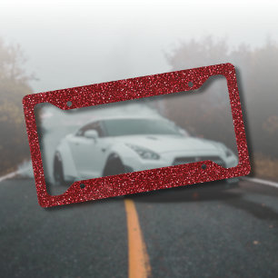 Valentine Classic Trendy Red Glitter License Plate Frame
