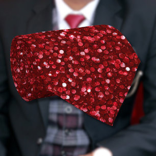 Valentine Classic Trendy Red Glitter Neck Tie