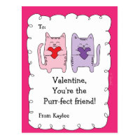 Valentine Classroom Cards for Kids Cats Kittens
