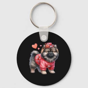 Valentine Clothes Hearts Pomeranian Dog Fashion Pu Keychain