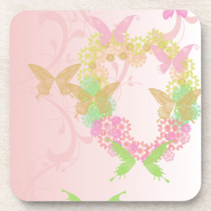 Valentine Coasters with Flowers and Butterflies