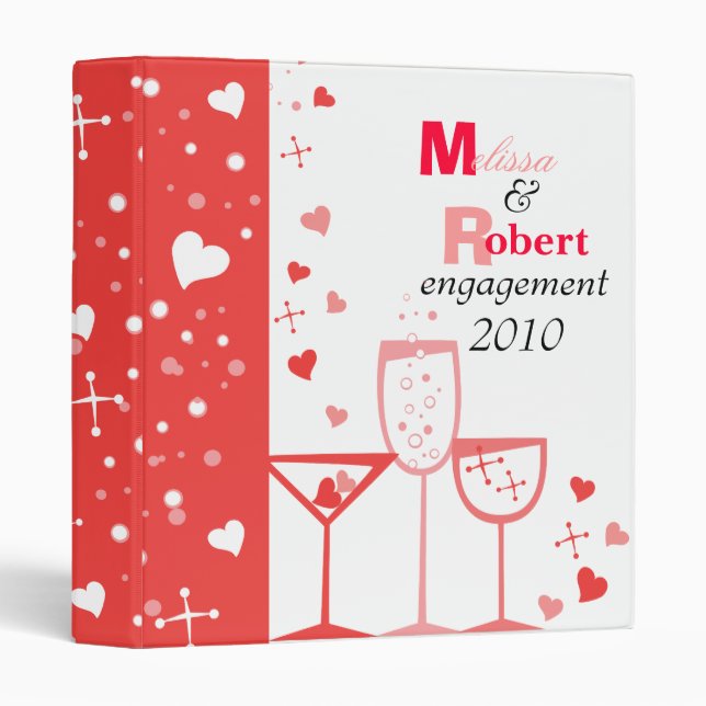 Valentine Cocktails 3 Ring Binder (Front/Spine)