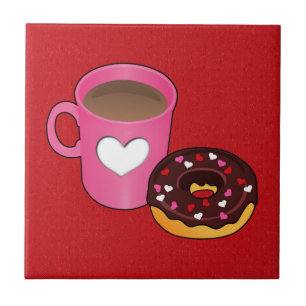 Valentine Coffee and Donut Ceramic Tile