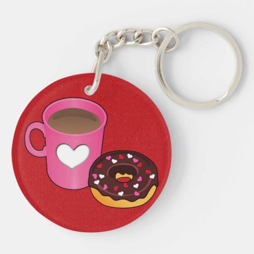 Valentine Coffee and Donut Keychain