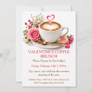 Valentine Coffee Brunch - Cozy Cafe Gathering Invitation