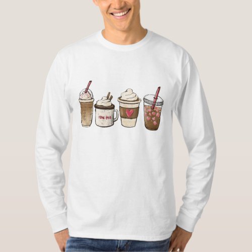 Valentine Coffee Heart Iced Coffee Lover Valentine T_Shirt