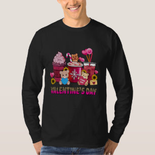 Valentine Coffee Latte Lover Cute Pink Bear Valent T-Shirt