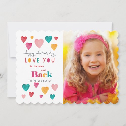 Valentine Colorful Bright Hearts  Photo Card