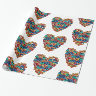 Valentine Colorful Heart Art Wrapping Paper
