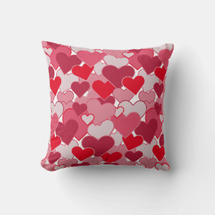 Valentine Colorful Hearts Throw Pillow