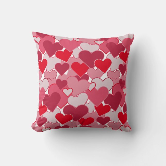 Valentine Colorful Hearts  Throw Pillow (Front)