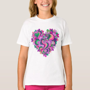 Valentine Colorful Layered Heart Art T-Shirt