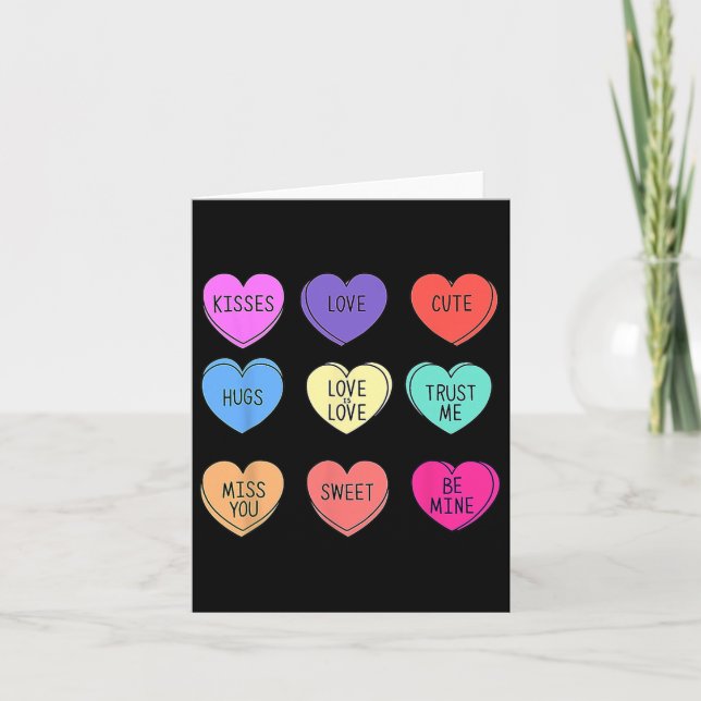 Valentine Conversation Hearts Candy Happy Valentin Card (Front)