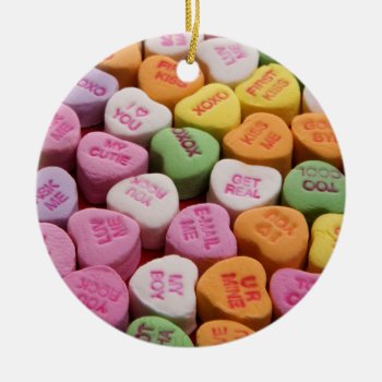 Valentine Conversation Hearts Keepsake Ornament by valentines_store at Zazzle