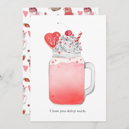 Valentine Cookie Milkshake I Love You Pun Card