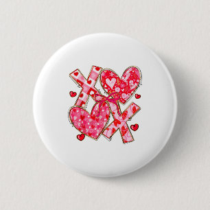Valentine Coquette Bow Xoxo Hearts Lover Girl Wome Button