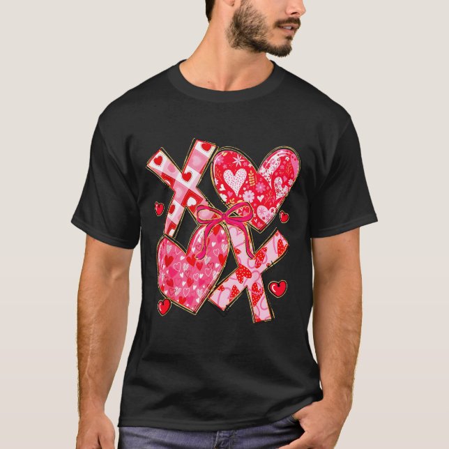 Valentine Coquette Bow Xoxo Hearts Lover Girl Wome T-Shirt (Front)