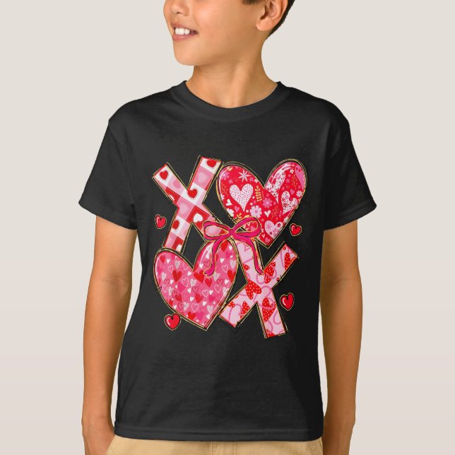Valentine Coquette Bow Xoxo Hearts Lover Girl Wome T-Shirt (Front)