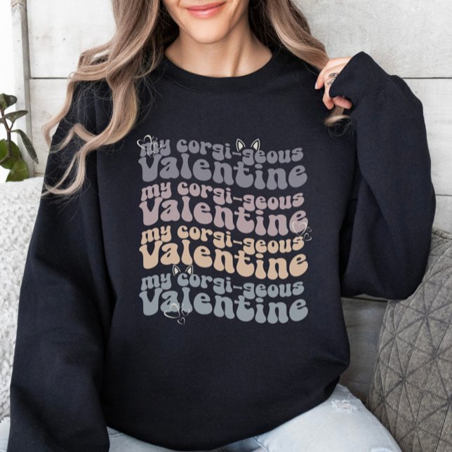 Valentine Corgi Mom Retro Customizable Sweatshirt (Creator Uploaded)