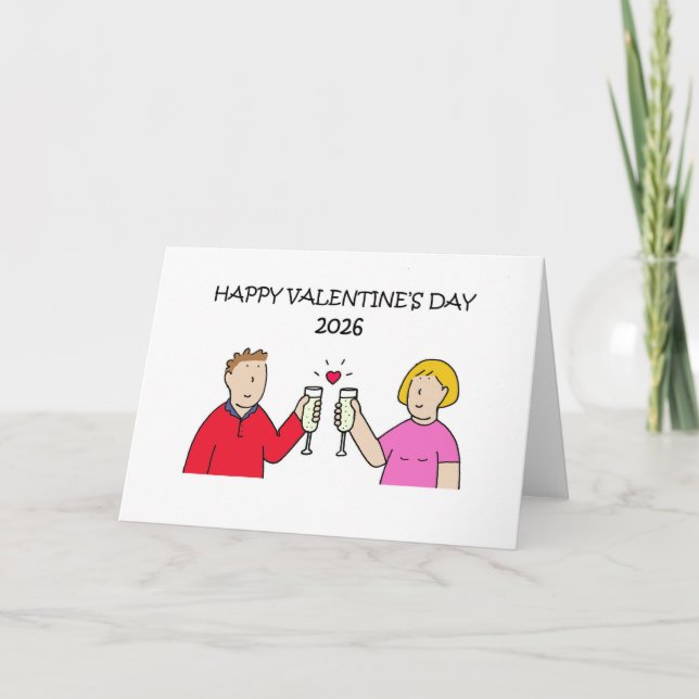 Valentine Couple Cartoon Card (Front)