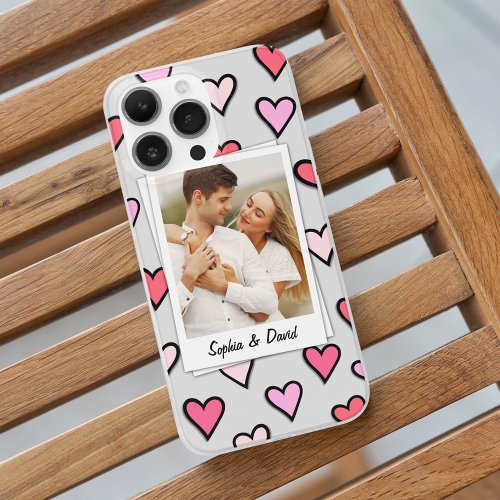 Valentine Couple Custom Photo Monogram Heart Shape Case_Mate iPhone 14 Pro Max Case