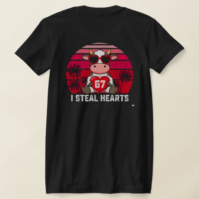 Valentine Cow PNG Sublimation Design T-Shirt (Laydown Back)