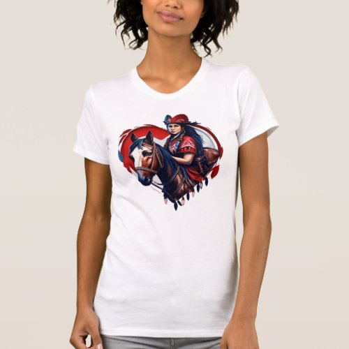 Valentine Cowgirl With Vintage Horse  T_Shirt