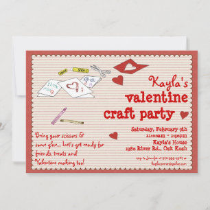 Valentine Craft Party or Birthday Party Invitation