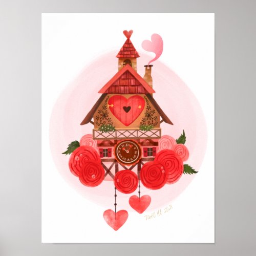 Valentine Cuckoo Clock Art Print  