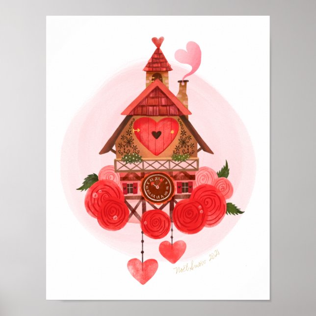 Valentine Cuckoo Clock Art Print   (Front)
