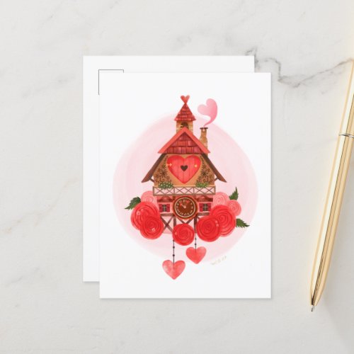 Valentine Cuckoo Clock Postcard
