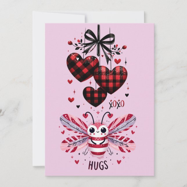 VALENTINE CUDDLE BUG HUGS INVITATION (Front)