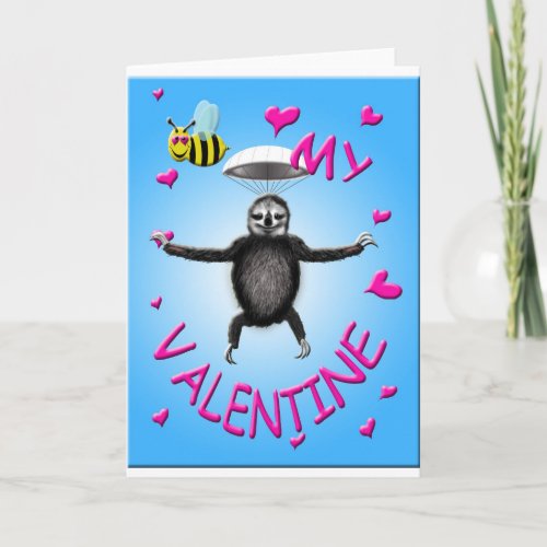 valentine cuddle sloth holiday card