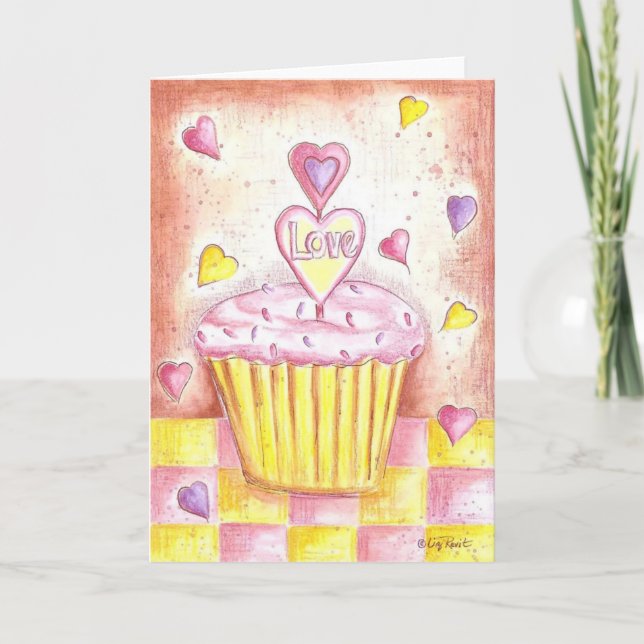 Valentine Cupcake Holiday Card (Front)